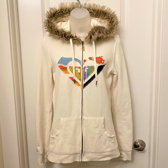 Roxy Tops - Roxy Zip Hoodie with Fur - Jr. Large